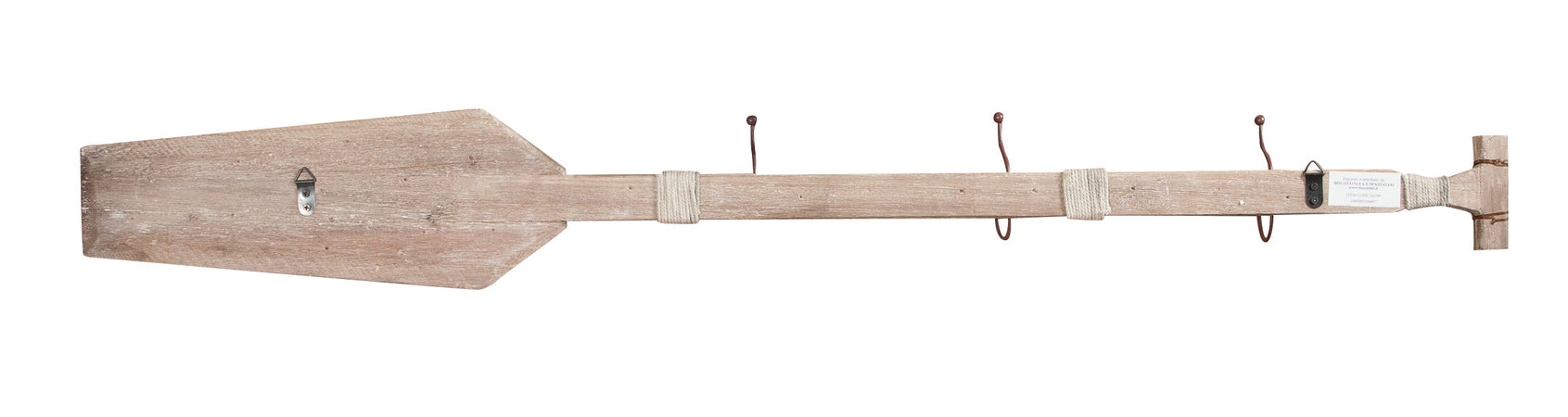 Biscottini Attaccapanni da parete a forma di remo in legno massello L116,5XPR6,5XH15 cm