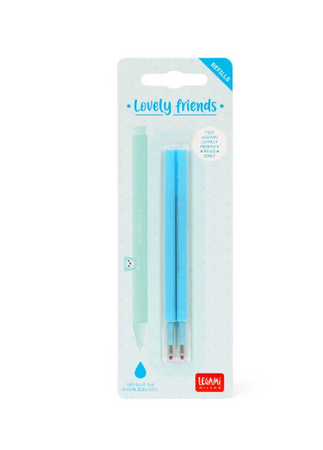 Legami, Set di 2 Refill per Penna Gel Lovely Friends - Inchiostro Azzurro