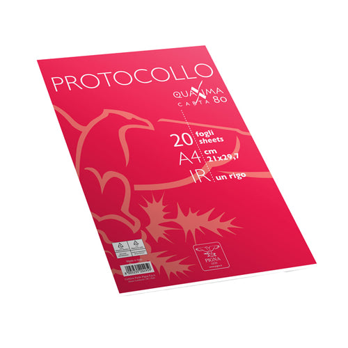 Fogli Protocollo A4 Quaxima 1Rigo 20Fg 80Gr Pigna