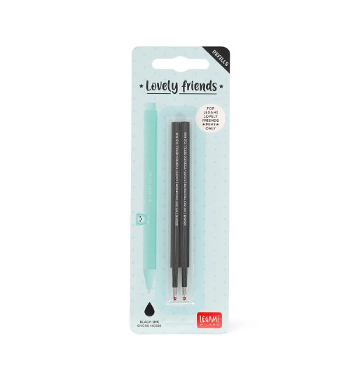 Legami, Set di 2 Refill per Penna Gel Lovely Friends - Inchiostro Nero