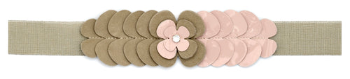 CINTURA CON BASE IN GROS-GRAIN + FIORI IN CAMOSCIO E VERNICE CON 1 PUNTO LUCE