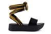 SANDALO FASCIA CON LACCI TESSUTO IN PELLE