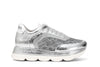SLIP-ON IN PELLE LAMINATA E PIZZO