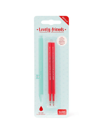 Legami, Set di 2 Refill per Penna Gel Lovely Friends - Inchiostro Rosso
