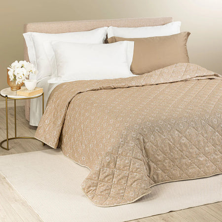 Copriletto Trapuntato Danubio ! Caleffi Matrimoniale Raso Jacquard Dreaming - Eleganza di Lusso