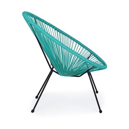 Salottino moderno "Parker" con poltrone e tavolino in corda sintetica per giardino e veranda