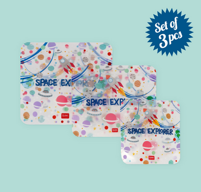 Legami, Set di 3 Buste per Alimenti - Snack Bags a tema Space