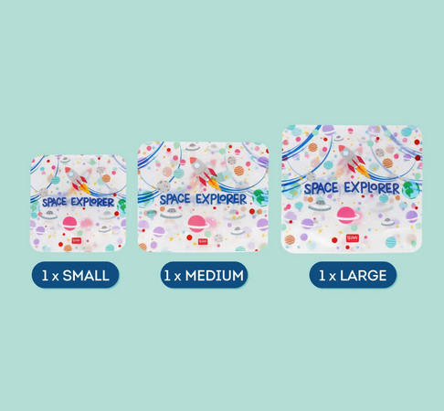 Legami, Set di 3 Buste per Alimenti - Snack Bags a tema Space