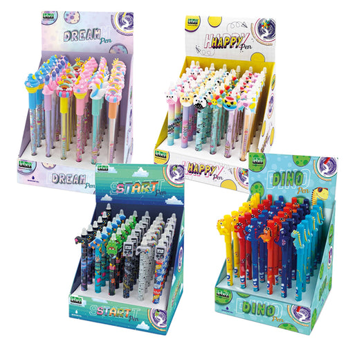 Box 4 Expo Da 36Pz Cad. Penne Cancellabili Fantasie Assortite Lebez
