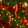 Gadget natalizio peperoncino in porcellana colore rosso set da 2