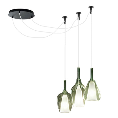 Sospensione vetro verde trasparente Gea Luce OFELIA S E27 LED lampada soffitto multiluce