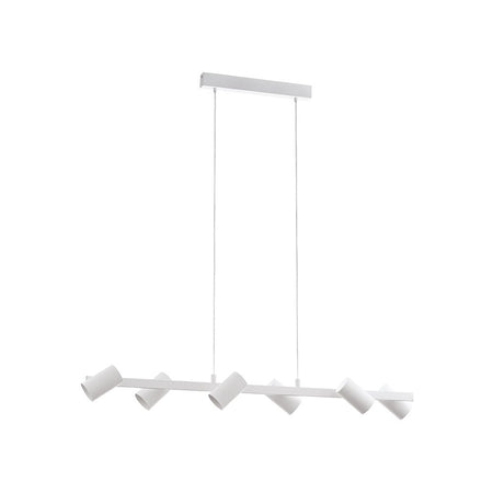 Lampadario Industrial Gatuela 6 Luci Acciaio Bianco E Grigio Nichel Opaco