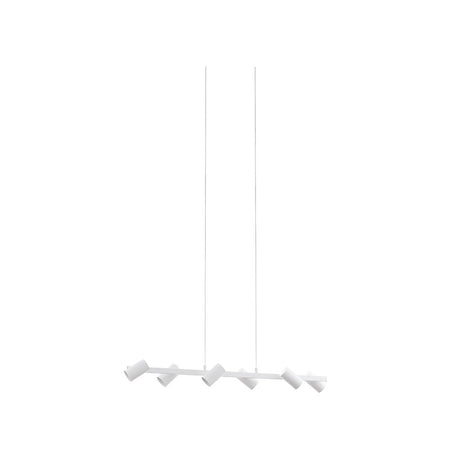 Lampadario Industrial Gatuela 6 Luci Acciaio Bianco E Grigio Nichel Opaco