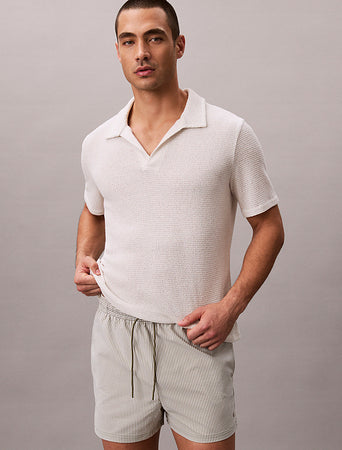 Boxer Mare Calvin Klein Uomo Rigato in Tessuto Seersucker con Cordoncino