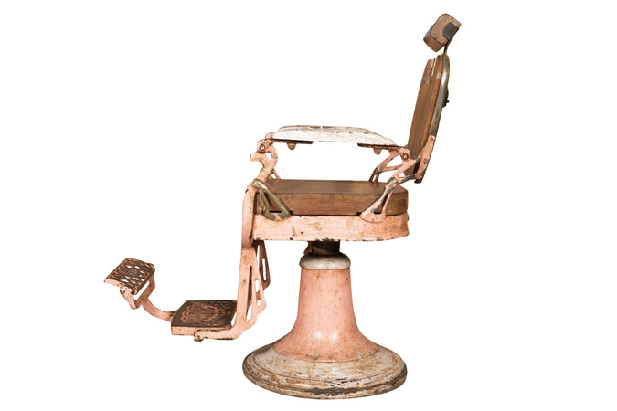 Biscottini Poltrona Barbiere Antica Restaurata Anni 800 Biscottini Ferro Ghisa Legno