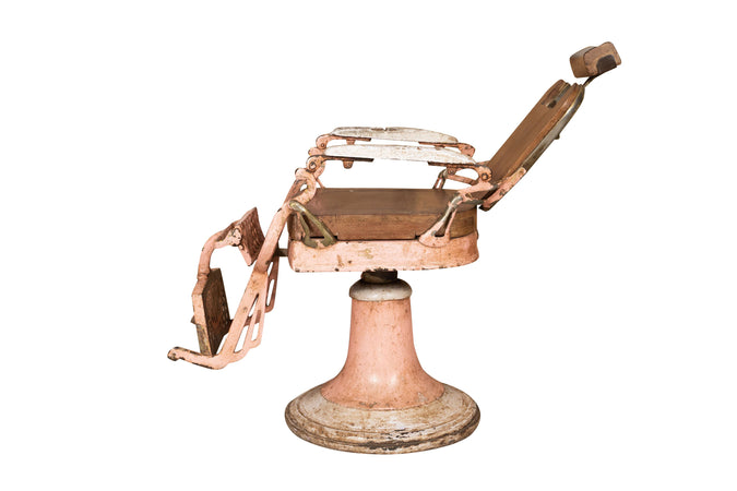 Biscottini Poltrona Barbiere Antica Restaurata Anni 800 Biscottini Ferro Ghisa Legno