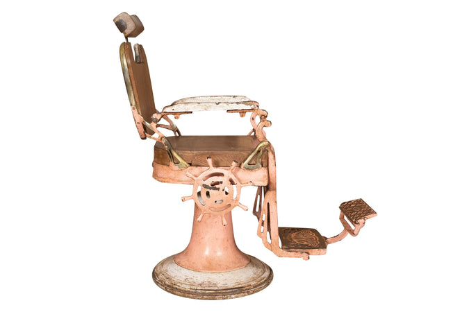 Biscottini Poltrona Barbiere Antica Restaurata Anni 800 Biscottini Ferro Ghisa Legno