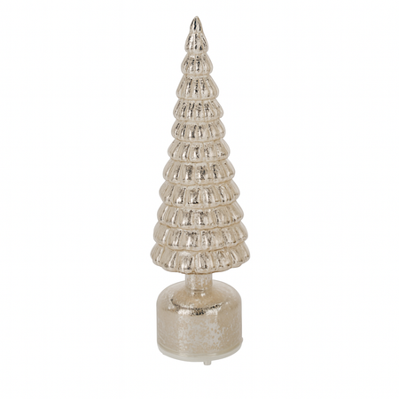 Albero decorativo in vetro color oro con luci Led a batteria per decorazione natalizie