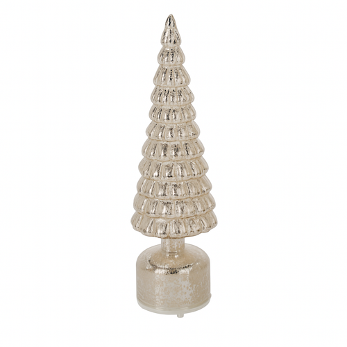 Albero decorativo in vetro color oro con luci Led a batteria per decorazione natalizie