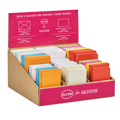 Espositore 750 Biglietti + 750 Buste F.To 4 E 9 Ass.Ti Bianco/Colorati Sadoch