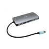 USB-C Metal Nano Dock Docking Station Universale per Notebook 5x USB 3.2 / HDMI / RJ-45 Argento + Alimentatore di Ricarica 112W