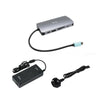USB-C Metal Nano Dock Docking Station Universale per Notebook 5x USB 3.2 / HDMI / RJ-45 Argento + Alimentatore di Ricarica 112W