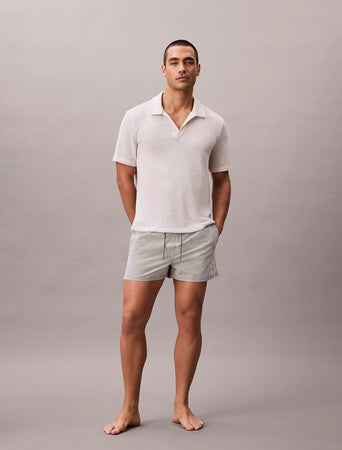 Boxer Mare Calvin Klein Uomo Rigato in Tessuto Seersucker con Cordoncino