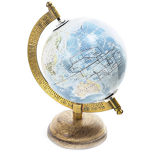 Mappamondo con base in legno, decorazione per interno