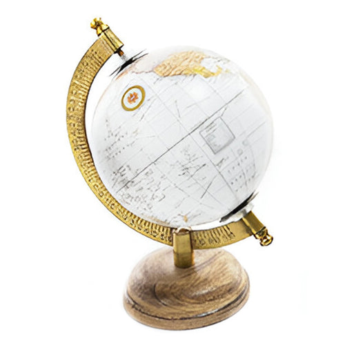 Mappamondo con base in legno, decorazione per interno