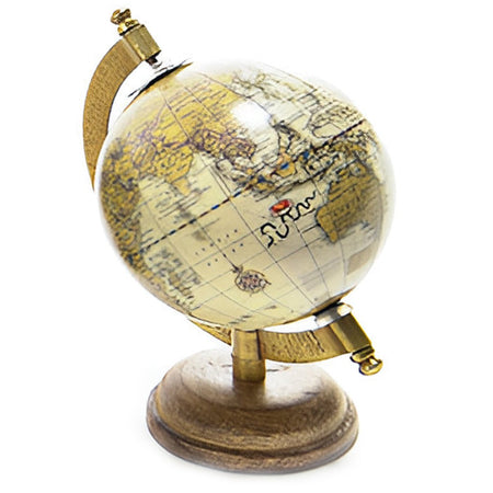 Mappamondo con base in legno, decorazione per interno