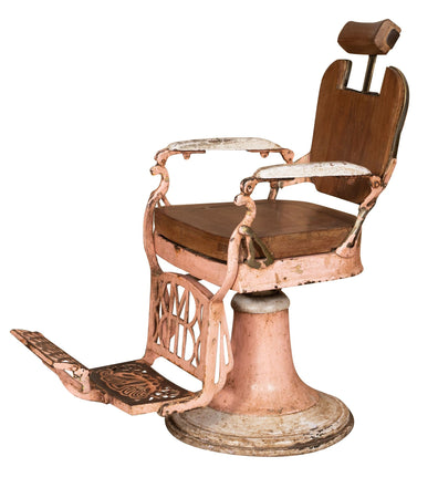 Biscottini Poltrona Barbiere Antica Restaurata Anni 800 Biscottini Ferro Ghisa Legno