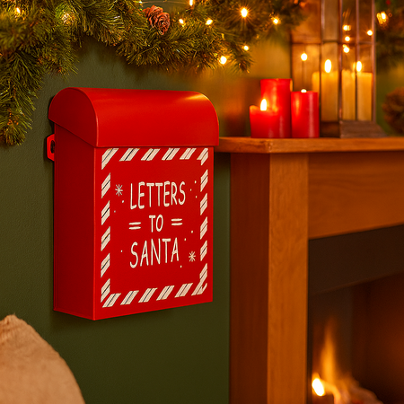 Cassetta postale per lettere colore rosso decorazione natalizia 29 cm
