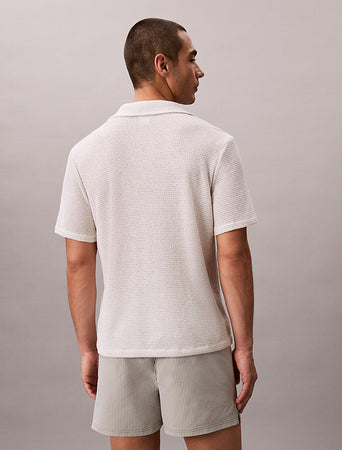 Boxer Mare Calvin Klein Uomo Rigato in Tessuto Seersucker con Cordoncino