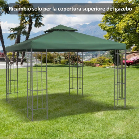 Copertura Telo Ricambio per Gazebo 3x3 MT Verde Impermeabile Anti UV