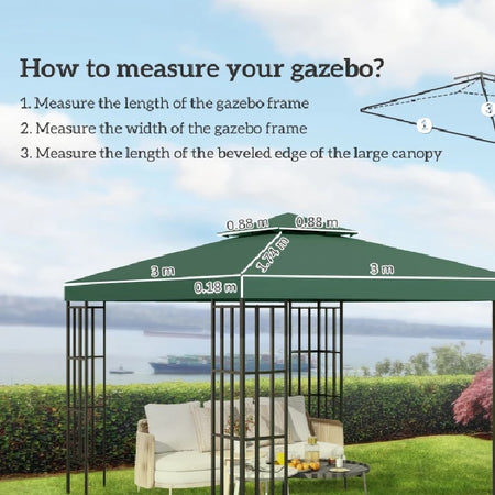 Copertura Telo Ricambio per Gazebo 3x3 MT Verde Impermeabile Anti UV