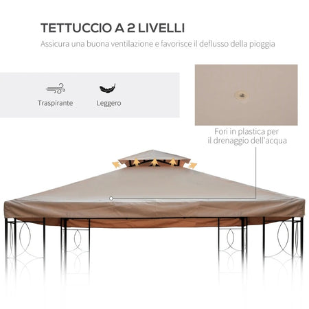 Copertura Ricambio per Gazebo 3x4 MT Idrorepellente Protezione UV Crema