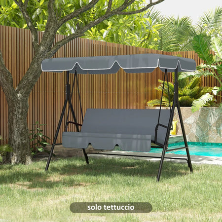 Tettuccio di Ricambio per Dondolo UV50+ 192x144 cm Grigio Scuro