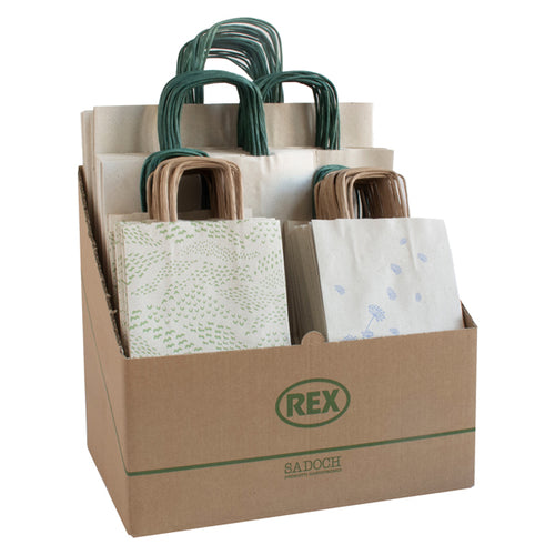 Espositore 100 Shopper Carta Erba Formati Assortiti Sadoch