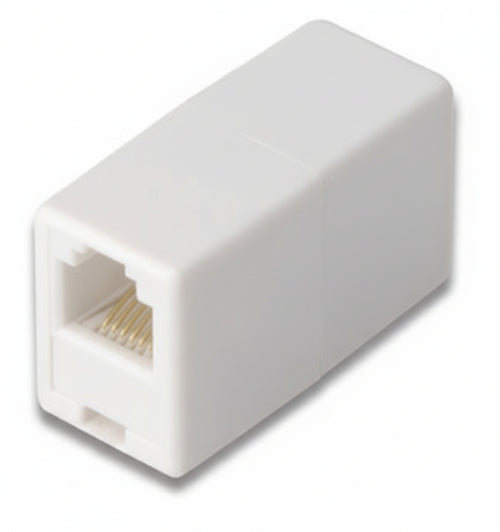 Adattatore 6 poli femmina/femmina - In plastica, contatti in nickel - Colore bianco