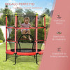 Tappeto Elastico Bambini con Rete di Sicurezza e Pali Imbottiti 163  H 163cm Rosso