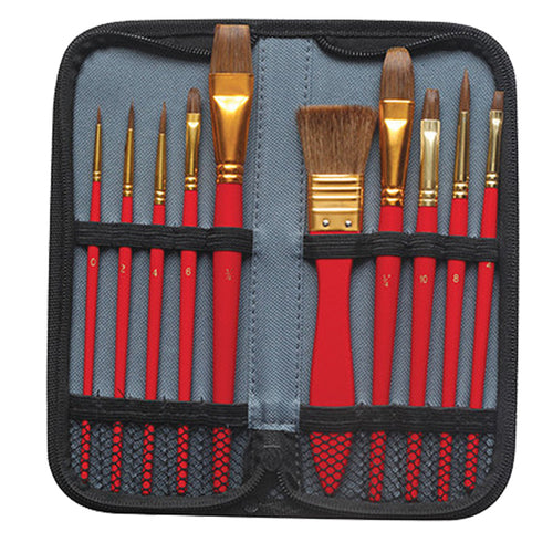 Astuccio 10 Pennelli In Pony Assortiti Per Acquerello Dom