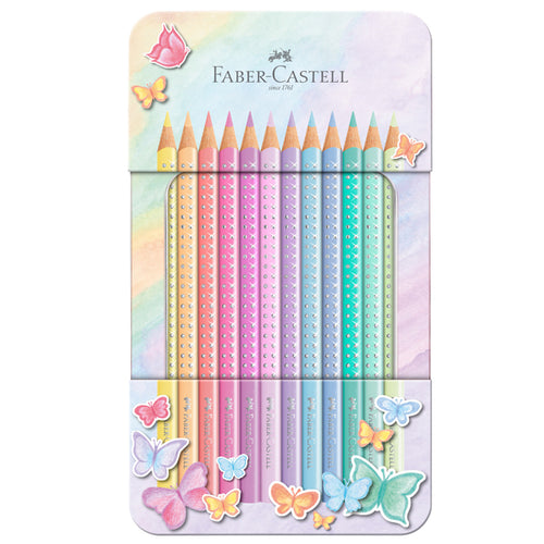 Astuccio In Metallo 12 Matite Colorate Sparkle Pastel Assortite Faber Castell
