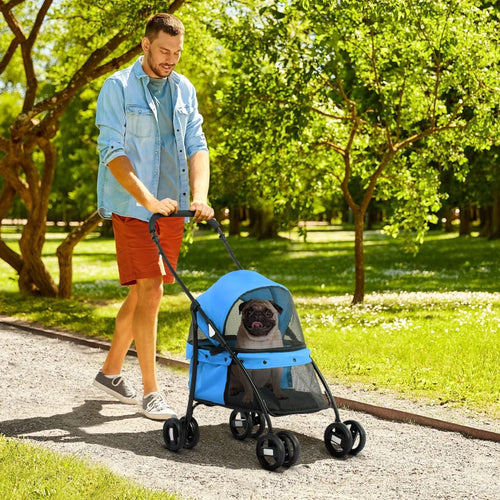 Passeggino Cani Pieghevole con Tettuccio Regolabile e Ruote Girevoli 82x47x97cm