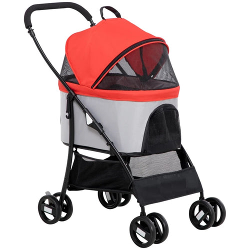 Passeggino Cani Pieghevole con Trasportino Rimovibile e Tettuccio, 82x49.5x98cm