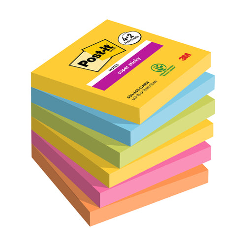 Valuepack 4+2 Post-It Super Sticky Carnival, 76X76 Mm, 90Fogl/Blocco