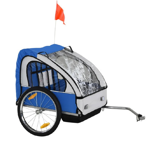 Rimorchio Bici Bambini 2 Posti Cinture di Sicurezza Telaio Acciaio e Copertura