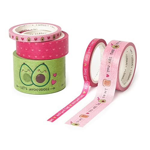 Legami, Set di 5 Nastri Adesivi di Carta,  Tema Avocado