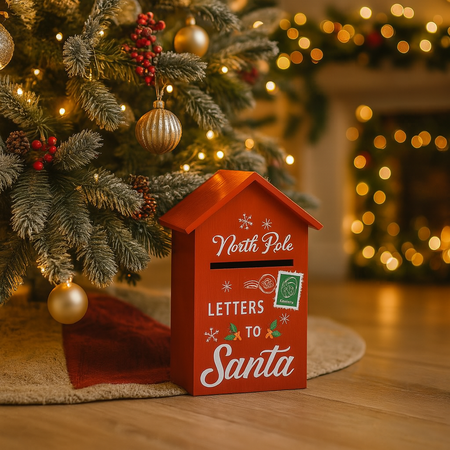 Cassetta per lettere natalizia colore rosso in legno decorazione natalizia