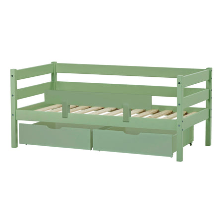 Letto junior ECO Comfort 70x160 con cassetti e sponda di sicurezza - Verde Chiaro