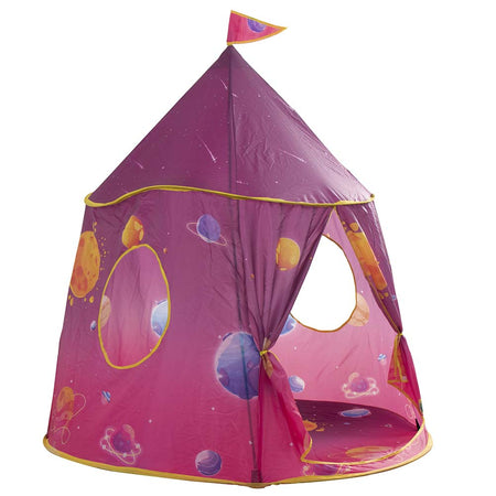 Tenda Gioco Bambini Casetta Rosa Castello in Tessuto 120x116 cm Interno ed Esterno